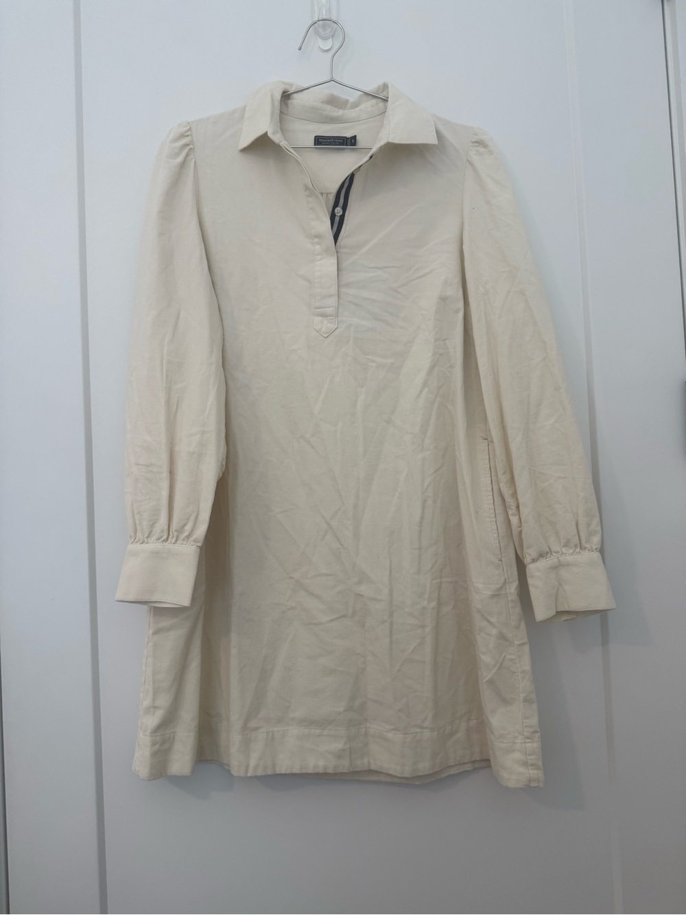 Vineyard Vines Cream Collared Long-Sleeve Mini Dress